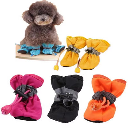 New 4Pcs Waterproof Pet Dog Shoes Anti-Slip Rain Snow Boot Thick Warm for Small Cats Dogs Puppy Dog Socks Booties