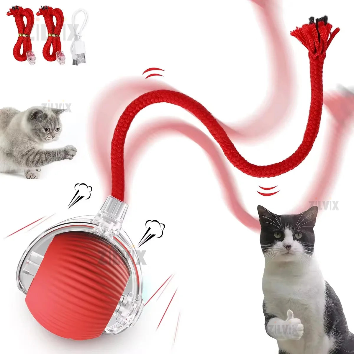 Interactive Smart Ball Auto Electric Rolling Ball Toys for Cats/Kitty Pets Smart Automatic Teaser USB Rechargeable