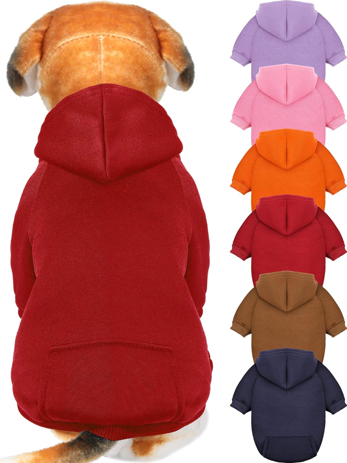 6 Pieces Dog Hoodie Dog Clothes Sweaters with Hat, Pet Winter Clothes Warm Hoodies Coat Sweater for Small Dogs Chihuahua (XXS)