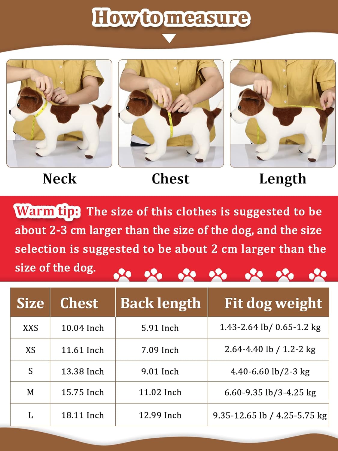 6 Pieces Dog Hoodie Dog Clothes Sweaters with Hat, Pet Winter Clothes Warm Hoodies Coat Sweater for Small Dogs Chihuahua (XXS)