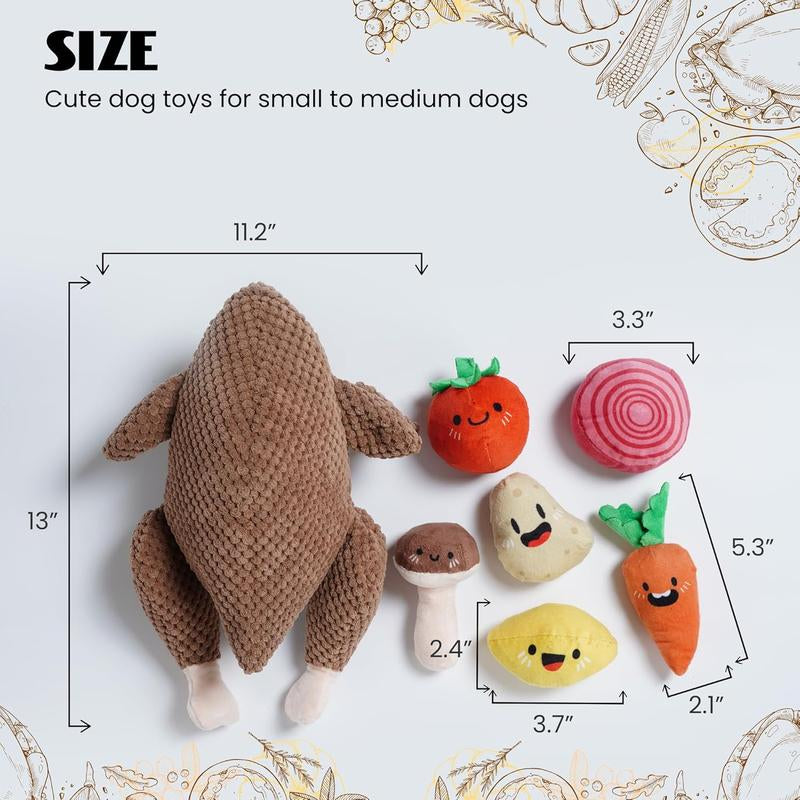 Nocciola 7PCS Turkey Squeaky Dog Toys for Small and Medium Dogs - Interactive and Durable