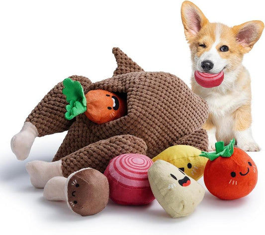 Nocciola 7PCS Turkey Squeaky Dog Toys for Small and Medium Dogs - Interactive and Durable