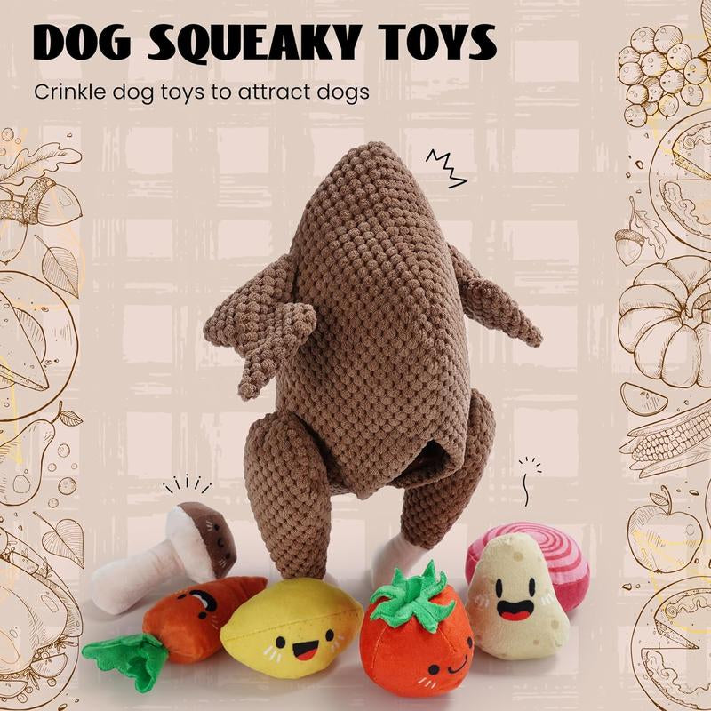 Nocciola 7PCS Turkey Squeaky Dog Toys for Small and Medium Dogs - Interactive and Durable